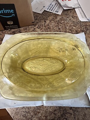 #ad Vintage Yellow Depression Glass Dish $39.99