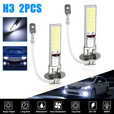 2X H3 100W CREE LED Headlight Kit Fog Light Bulbs Driving Lamp DRL 6000K White $8.48