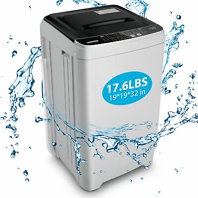 #ad Washing Machine Top Loading 17.6Lbs Full Automatic Portable Washer w Drain Pump $193.99