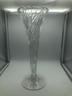 #ad DORFLINGER American Brilliant Cut Glass 14” Trumpet Vase c. 1900 $399.99