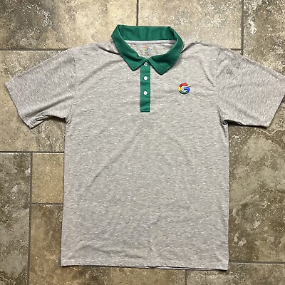 #ad Google Polo Shirt Mens Medium Employee Work Uniform Tech Computer Gray Green $16.50
