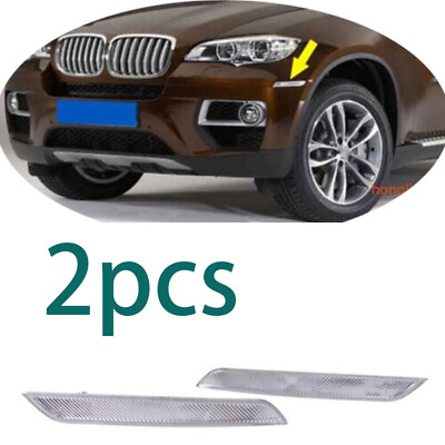 #ad 2pc Front Bumper Side Marker White Reflector Trim Fit For BMW E71 E72 X6 2008 14 $34.80