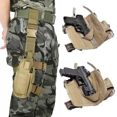 #ad Tactical Thigh Drop Leg Holster Adjustable Right Hand Fits Gun with Laser Light $17.99