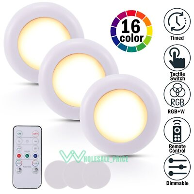 #ad 3PCS LED Night Light Battery Powered Indoor Closet Wall Cabinet Lamp with Timer $14.09