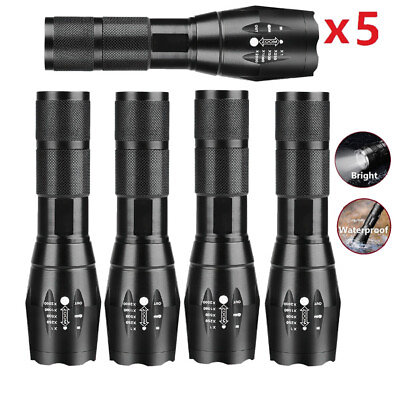 #ad 1 5 Pack LED Mini Flashlight Super Bright Zoomable Military Flashlights Tactical $18.04