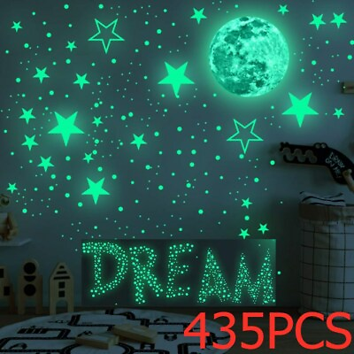 #ad 435Pcs Glow In The Dark Luminous Stars Moon Wall Stickers Kid Room Ceiling Decor $8.88