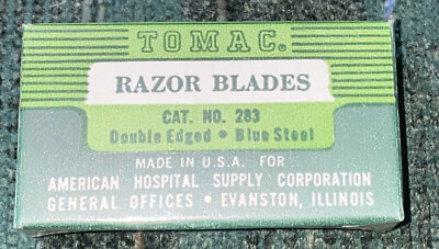 #ad Tomac Razor Blades Double Edged Blue Steel Green Package $4.00