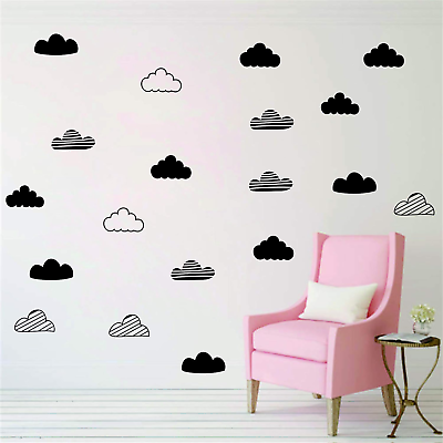 #ad 24 Pcs Set Clouds Decal Vinyl Wall Sticker for Kids Room Nursery Decoration Boy $18.15