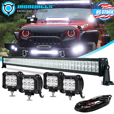 #ad For Jeep Wrangler JL Gladiator 52quot;inch LED Work Light Bar amp; 4quot; Pods Combo Kits $149.99