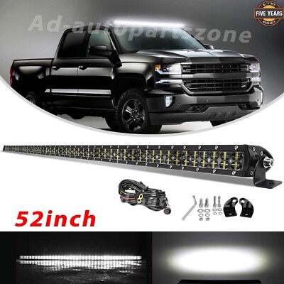 #ad #ad Dual Row 52quot; LED Light Bar For Chevy Silverado 1500 GMC Sierra 3M Wire Offroad $119.99