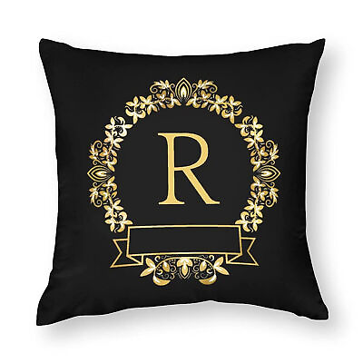 #ad R Pillowcase Black Alphabet Modern Square Pillow Cover Decor 18×18 $90.99