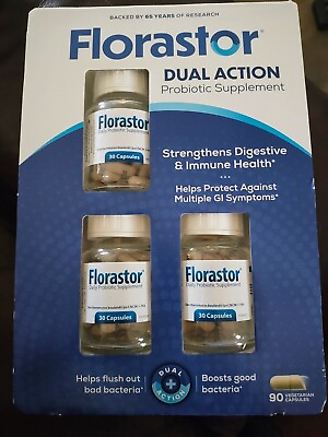 #ad Florastor Dual Action Probiotic Supplement 90 Vegetarian Capsules BRAND NEW $25.00