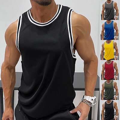 #ad Mens Sleeveless Tank Tops Vest Bodybuilding Gym Fitness Muscle Training T Shirts $14.24