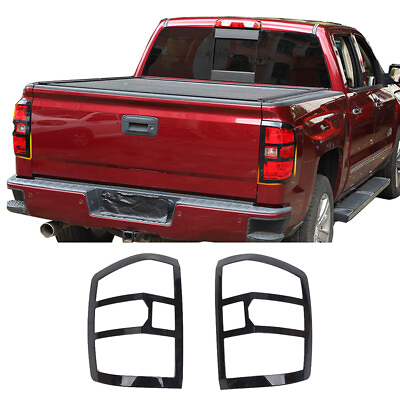 #ad Black Tail Light Bezel Cover Trims For Chevy Silverado 1500 2014 18 Accessories $43.99