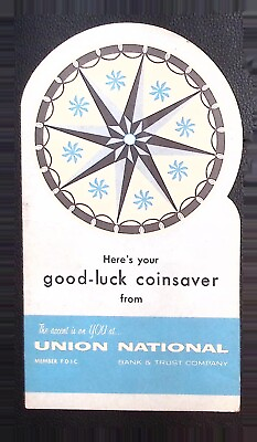 #ad Union National Bank amp; Trust Co. Good Luck Coinsaver Folder $15.00