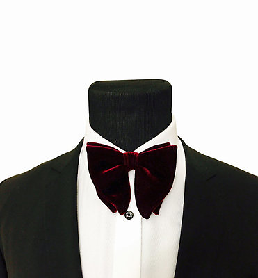 #ad Mens FERUCCI Oversized Pre Tied Burgundy Velvet Bowtie Wedding big bow tie $49.99
