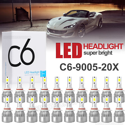#ad 20X 9005 9145 HB3 H10 LED Headlight Kits 100W 20000LM High Low Beam Bulb 6000K $56.99