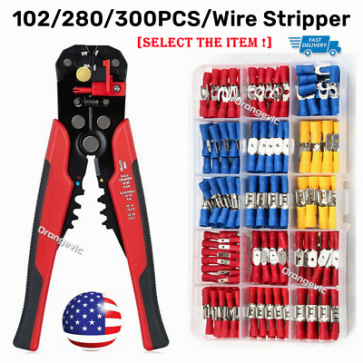 #ad 102 280Pcs Insulated Splice Butt Terminal Crimp Spade Electrical Wire Connectors $25.91