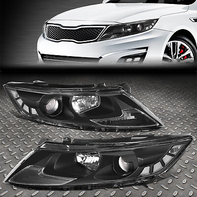 #ad FOR 11 13 OPTIMA FACTORY STYLE PROJECTOR HEADLIGHT HEAD LAMPS SET BLACK CLEAR $217.88