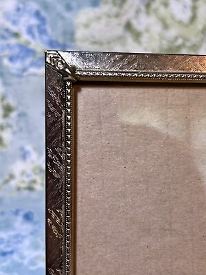 #ad Vintage Ornate Art Deco Style Metal Gold Tone Picture Frame 4X6 Etched Chevron $12.80