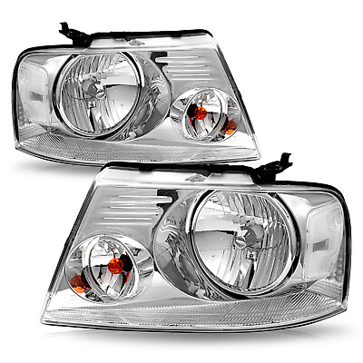 #ad For 2004 2008 Ford F 150 F150 Pickup Chrome Housing Clear corner Headlight Pair $58.99