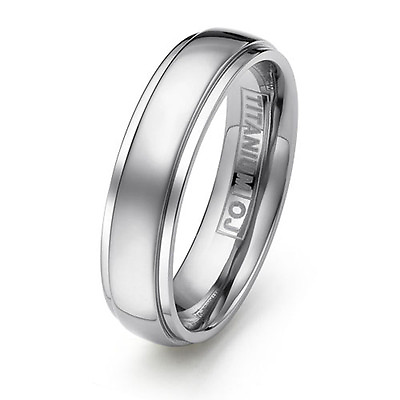 #ad Titanium Ring Step Down Edge Free Engraving Titanium Wedding Band SZ 6 12 $12.99