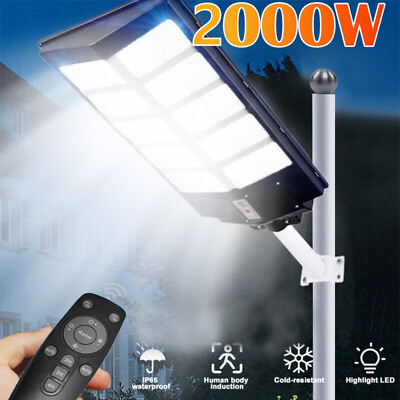 #ad 2000W 5kW Solar Street Lights Outdoor Dusk to Dawn Solar Security Flood Lights $99.98