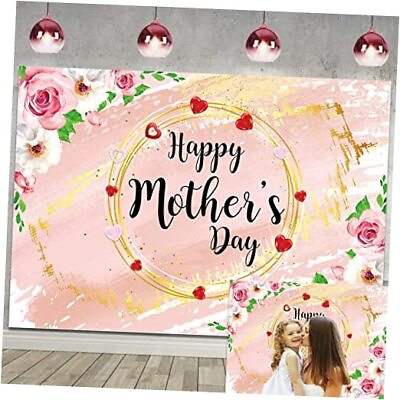 #ad Happy Mother#x27;s Day Backdrop Thanks Mother Pink Flower 7x5FT 210cm x 150cm $15.62