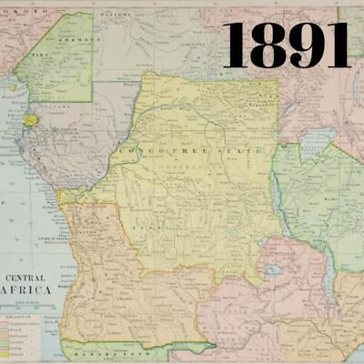 #ad 1891 AFRICA CENTRAL CONGO FREE LAKE VICTORIA MAP ANTIQUE COLOR VICTORIAN ERA $21.30