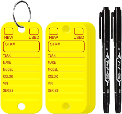 #ad Poly Key Tags Plastic Key Tags w 200 Rings amp; 2 Markers Car Dealer 200 Pieces $14.78