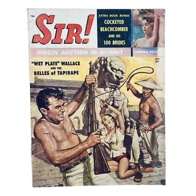#ad VTG Sir Magazine for Males January 1960 quot;Wet Platequot; Wallace No Label $116.97