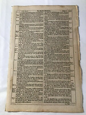 #ad 1736 Bible Original Leaf page quot;Biblia Das Istquot; Holy Bible in German #1 $95.00