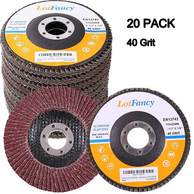 #ad 20 Packs 4.5quot; 4 1 2 Flap Disc 40 Grit Angle Grinder Sanding Grinding Wheels Set $21.84