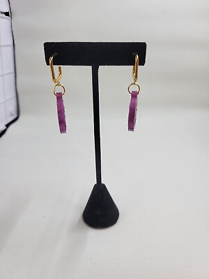#ad Pink amp; Gold Glitter Post Dangling Earrings $3.00