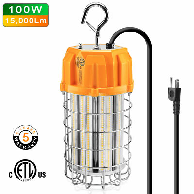 #ad 100W LED Temporary Work Light Construction Jobsite Hanging Lamps 5000K Daylight $63.00