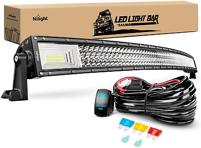 #ad LED Light Bar 52Inch 783W 78000LM Curved Triple Row Flood Spot Combo Beam $167.99