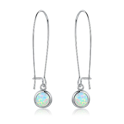 #ad 18K White Gold Plated Opal Hoop Dangling Earrings By Peermont Jewelry $6.99