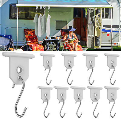 #ad 10X RV Awning Hooks S Shaped Camping Awning Hooks Metal RV Party Light Hangers◍ $13.89