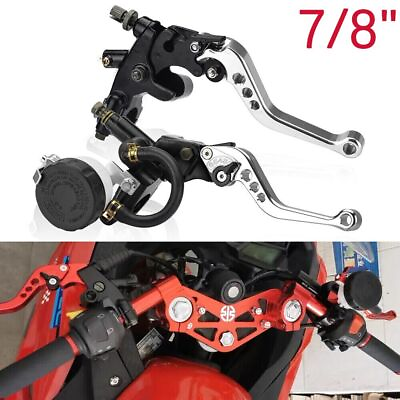 #ad 2Pcs Silver 7 8quot; CNC Motorcycle Brake Clutch Master Cylinder Levers Reservoir $26.09