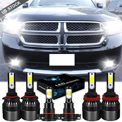 For 2011 2013 Dodge Durango 6X Combo LED Headlight Fog Light Bulbs Kit 6000K $32.86