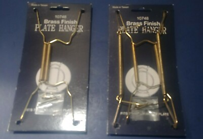 #ad Brass Finish Plate Hanger Fits Plates 7 10quot; Lot Of 2 Sturdy Durable $14.99