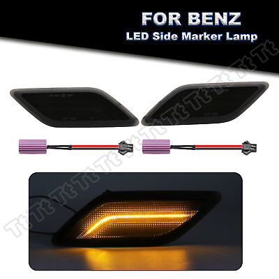 #ad Smoked LED Bumper Side Marker Lights For 2010 2013 Mercedes W212 E350 E550 4D 5D $39.59