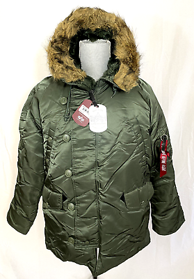 #ad Alpha Industries N 3B Cold Weather Parka Coat Sage Green Size XX Large XXL $123.50