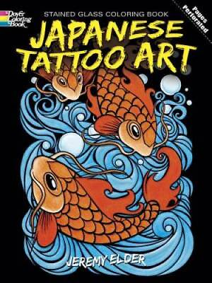 #ad Japanese Tattoo Art Stained Glass Coloring Book Dover Design Stained Gla GOOD $9.64