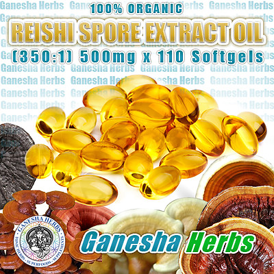 #ad 100% PURE amp; CERTIFIED ORGANIC REISHI SPORE EXTRACT OIL 500mg x 110 Softgels $97.99