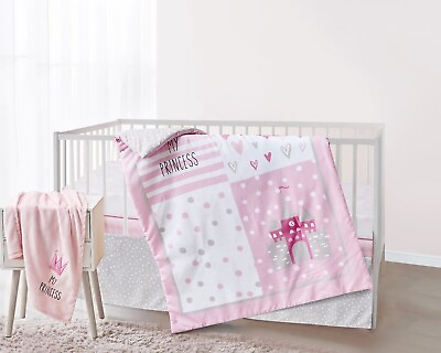 #ad #ad Baby Crib Bundle Pink Princess 4 PC Bedding Set quot;My Princessquot; Nursery Set $29.99