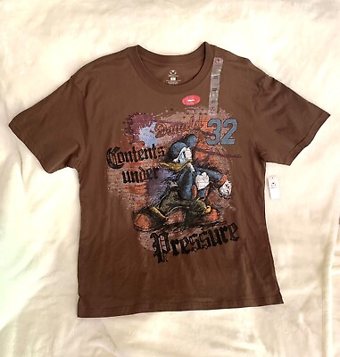 #ad Disney Store Donald 32 “Contents Under Pressure” Cotton Men’s Large T Shirt NWT $29.99