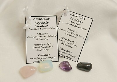 #ad Aquarius Zodiac Crystal Kit Healing Crystal Set Aquarius Star Sign Gift GBP 7.00