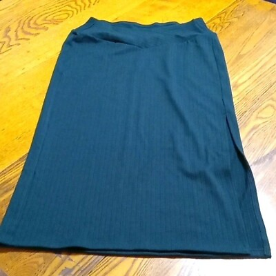 #ad HALARA Women SMALL Skirt Long New Casual DARK GREEN Work Ribbed Rib FOREST $18.00