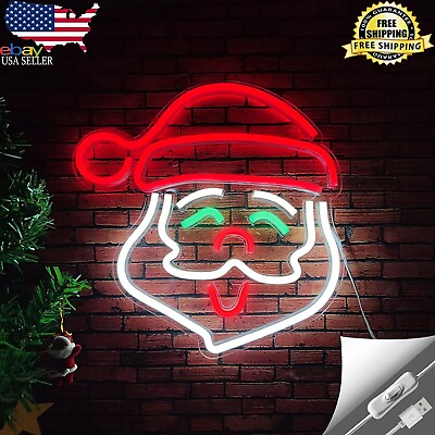 #ad Santa Claus Neon Sign Christmas LED Sign for Wall Decor Christmas Night Neon $89.99
